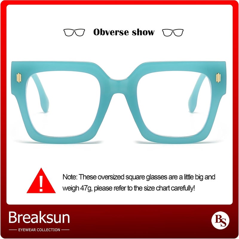 Breaksun Fashion Oversized Blue Light Blocking Glasses for Women Men Trendy Big Square Frame Computer Eyeglasses - Image 2